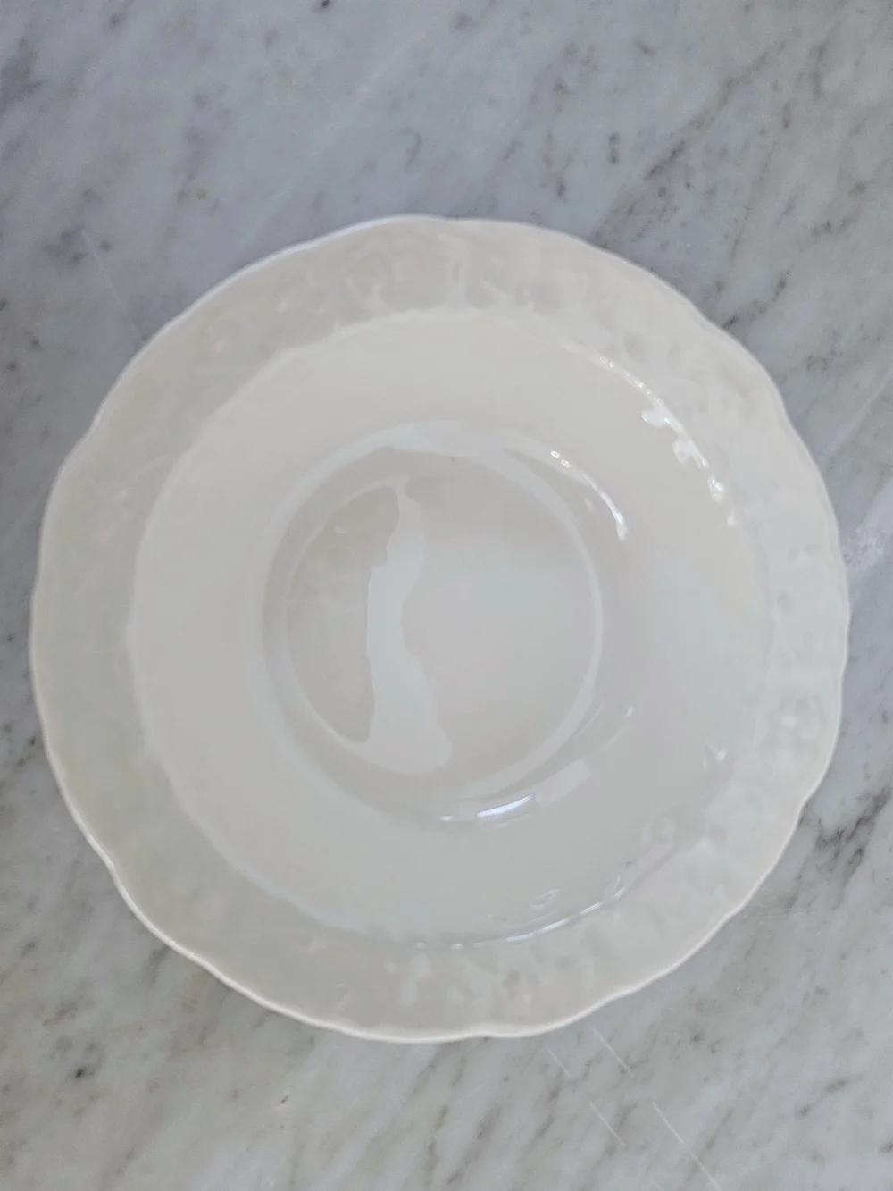 Vintage Steubenville Rose Point Dessert Berry Bowl White Embossed 6 11/16